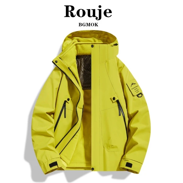 男女春季新品冲锋衣外套登山服户外三合一防风加绒连帽