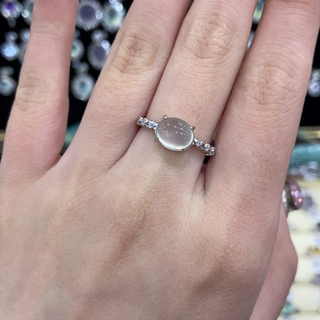 蛇纹石玉银S925镶嵌戒指