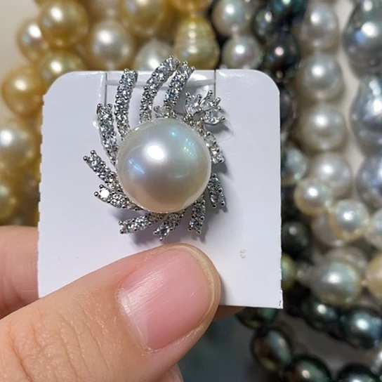 海水珍珠颈饰银S925镶嵌13.6