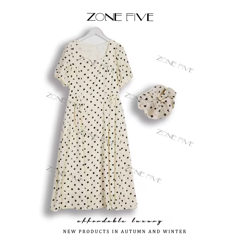 【zonefive】【黛色如眉】方领短袖版显瘦轻盈连衣裙