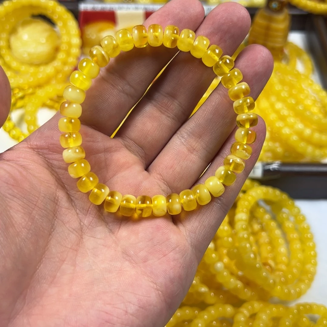 裸石琥珀未镶嵌手串 尺8.2mm  宝盆