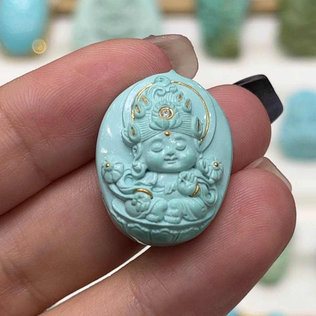 未镶嵌绿松石珠宝奇石度母