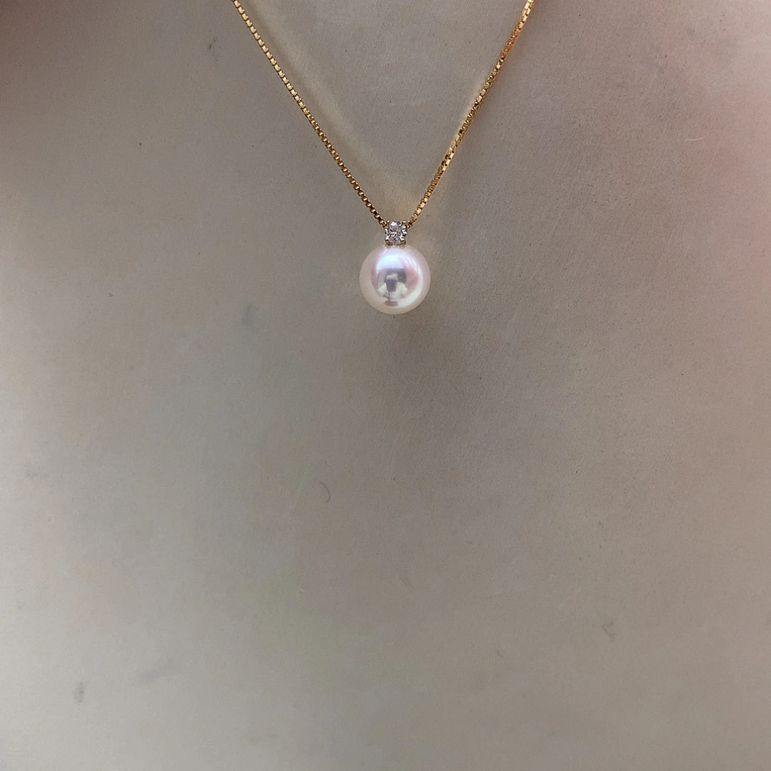 吊坠(赠链)18K金镶嵌海水珍珠7.5-8mm ak戴妃