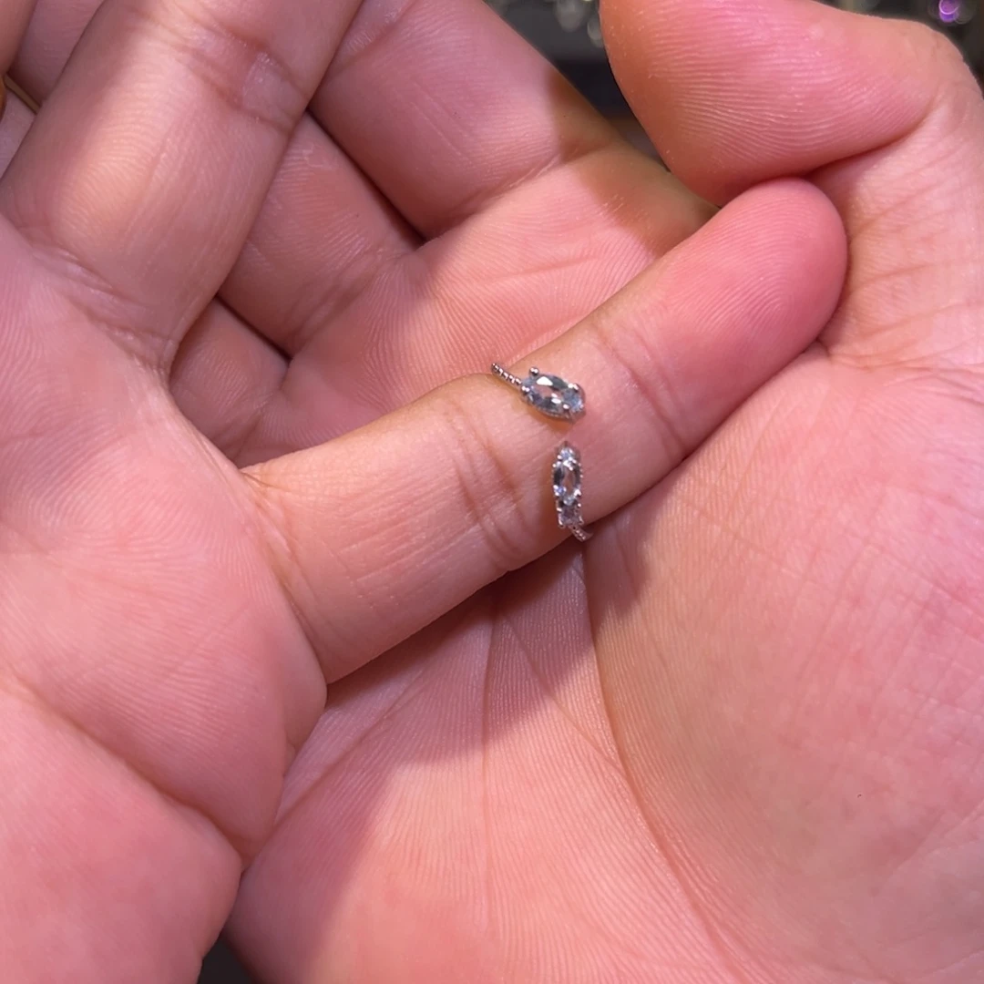 海蓝宝石戒圈银S925镶嵌