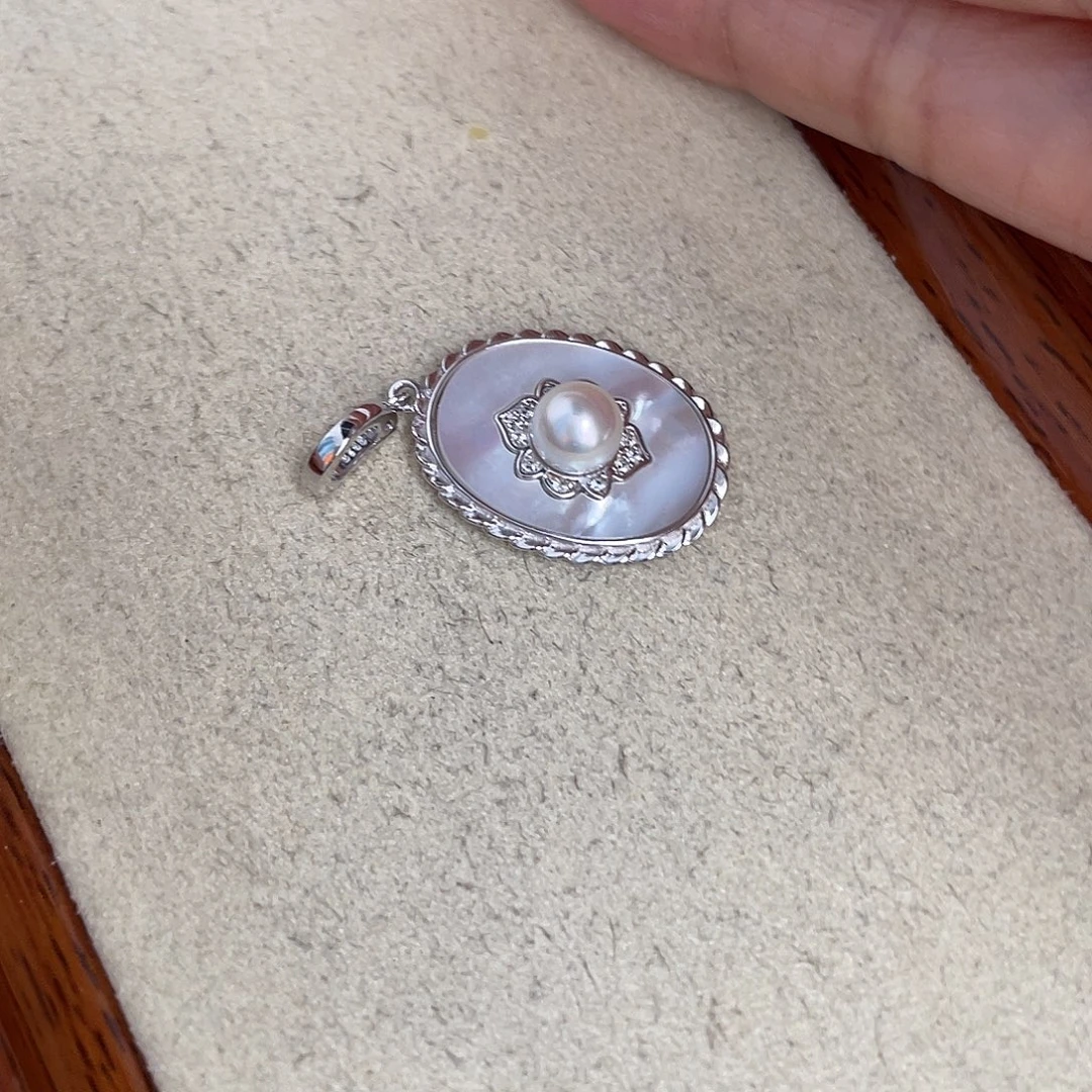 海水珍珠银S925镶嵌吊坠(不含链)