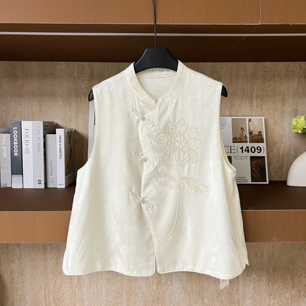 【南油系列BK】2580 新中式提花手工钉珠人丝马夹外套