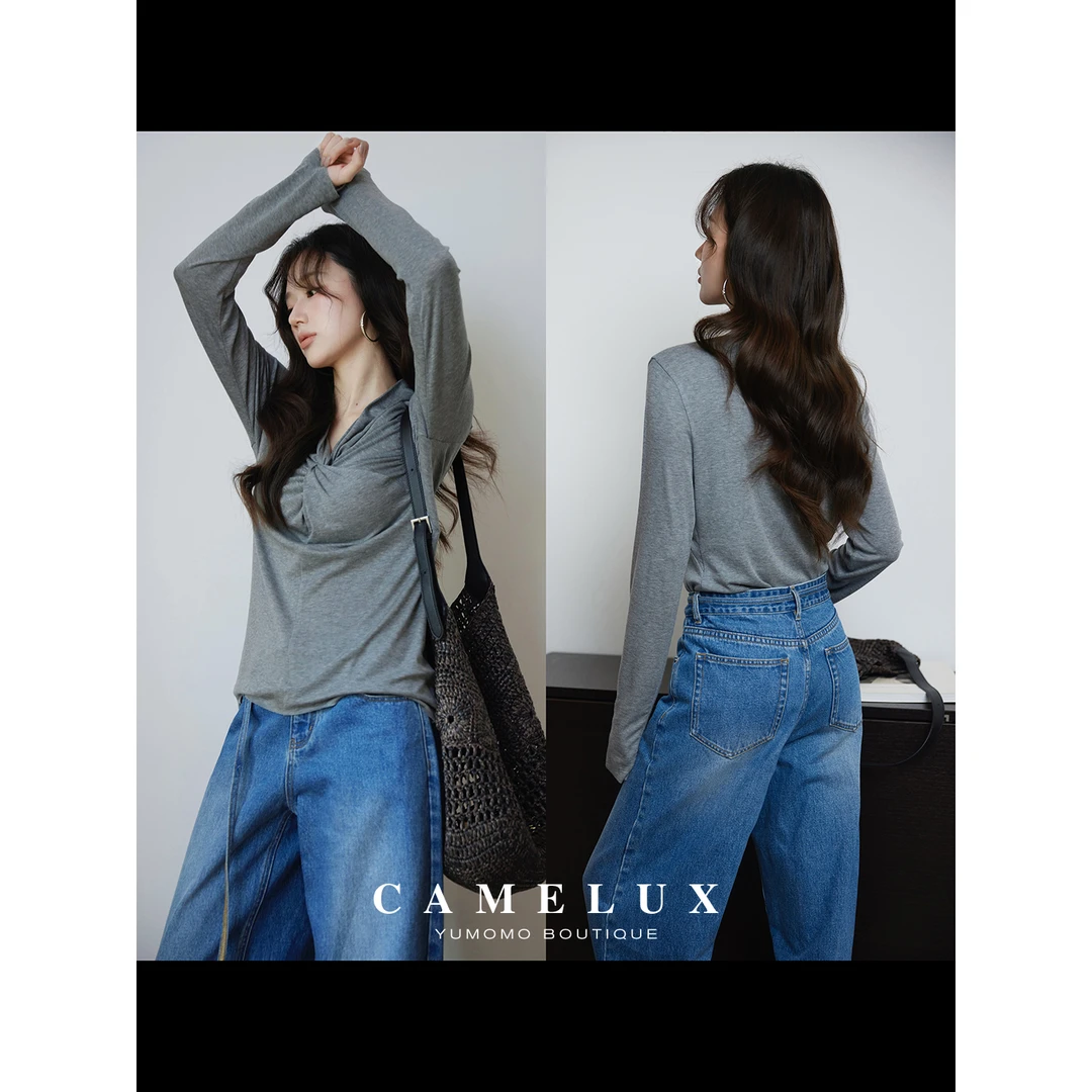 【Camelux线】呼吸丝语  手工扭结随心裁毛边T恤 QTA3007