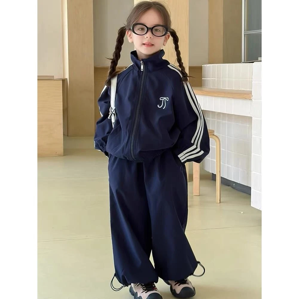 女童运动套装秋季2025新款韩版儿童宽松百搭外套女孩炸街两件套潮
