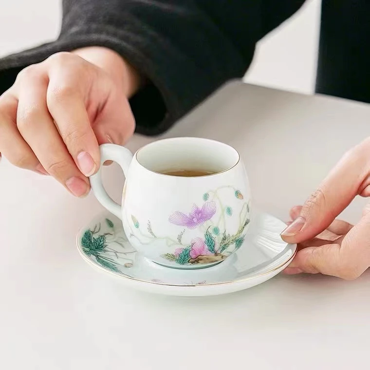 ZH638-虞美人咖啡杯一杯一垫（42）