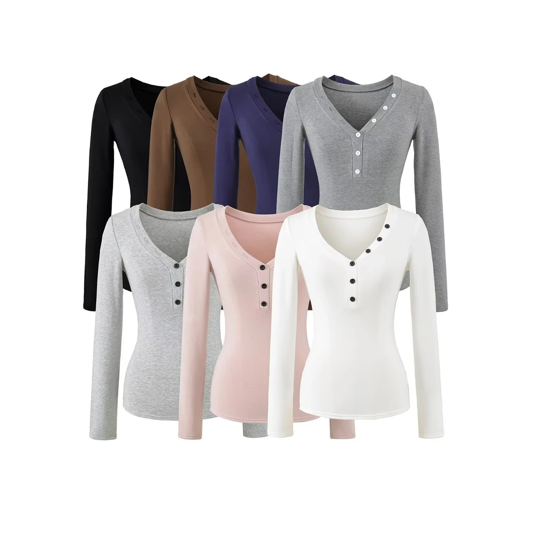 XMY-2553v领加绒打底衫女内搭新款秋冬季紧身性感长袖t恤短款上衣