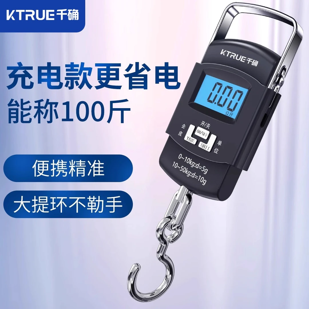 千确高精度手提买菜电子秤精准家用手拉便携式小型弹簧吊勾称克称