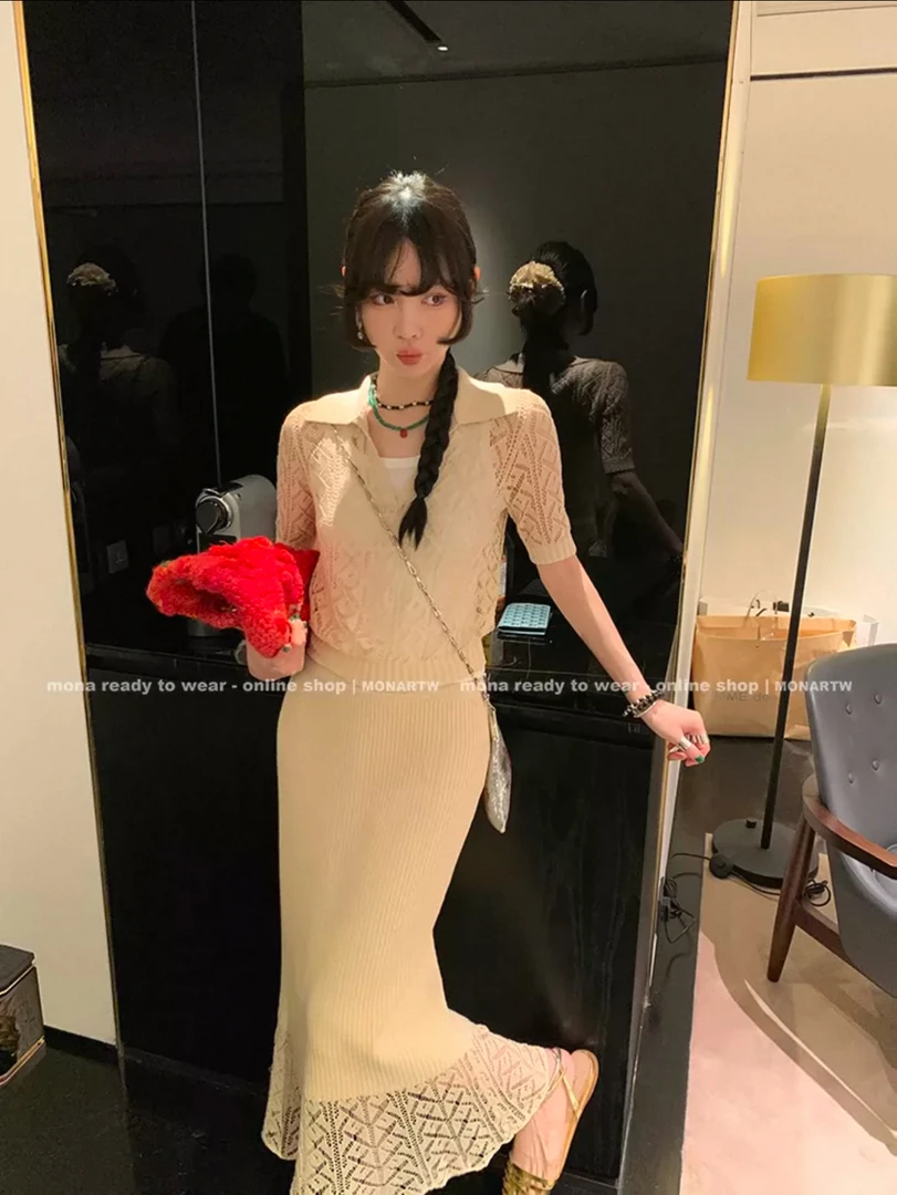 新中式亚麻针织 高级感上衣半裙套装女小个子 2024新款夏装