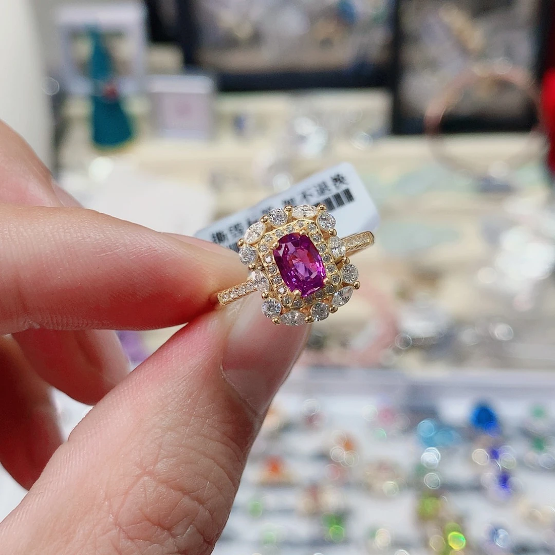 蓝宝石戒指银S925镶嵌