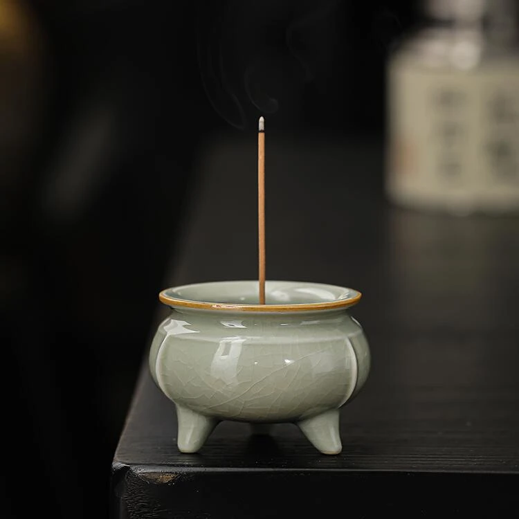 老陶泥陶瓷三足香炉香薰炉香插禅意茶道制作线香底座茶具零配ZTG
