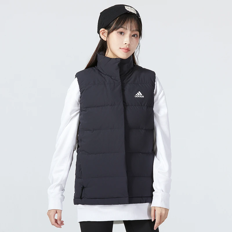 ADIDAS阿迪达斯女子羽绒马甲秋冬新款黑色立领保暖棉羽背心HG6280