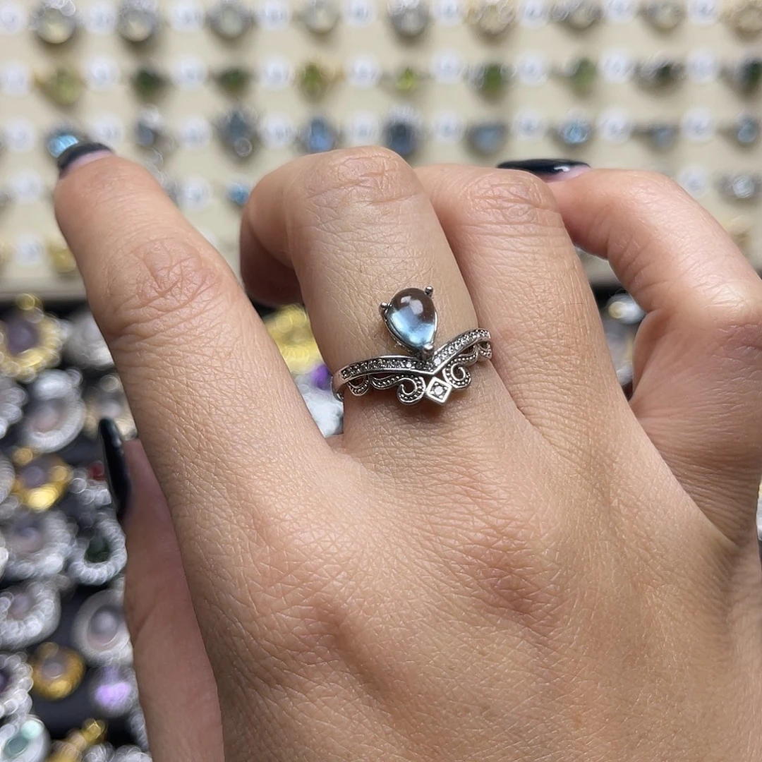 萤石戒指银S925镶嵌