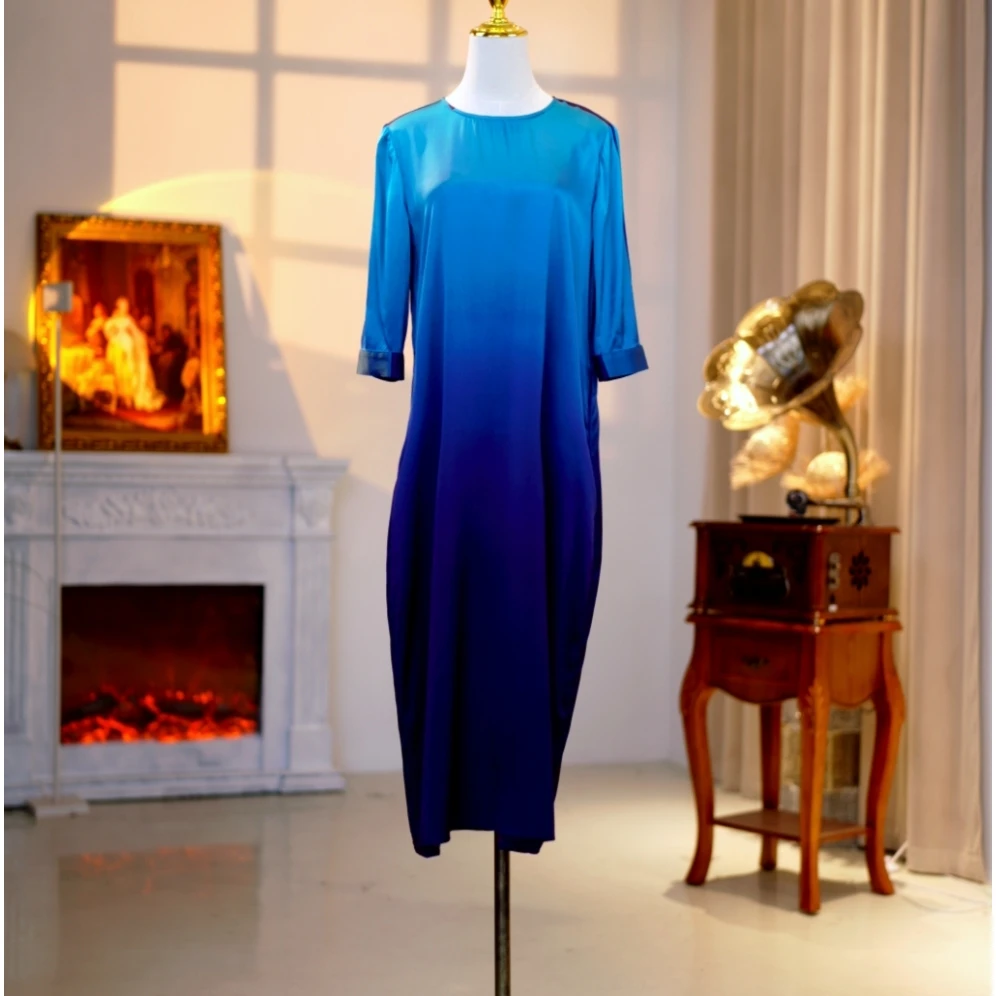 桑蚕丝高定时尚气质减龄优雅连衣裙  250072