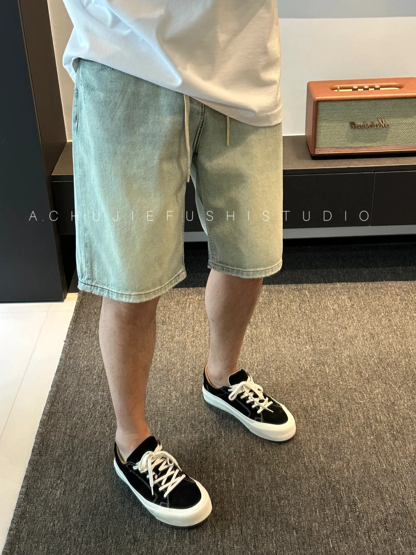 CHUJI E韩版微宽松简约休闲牛仔短裤