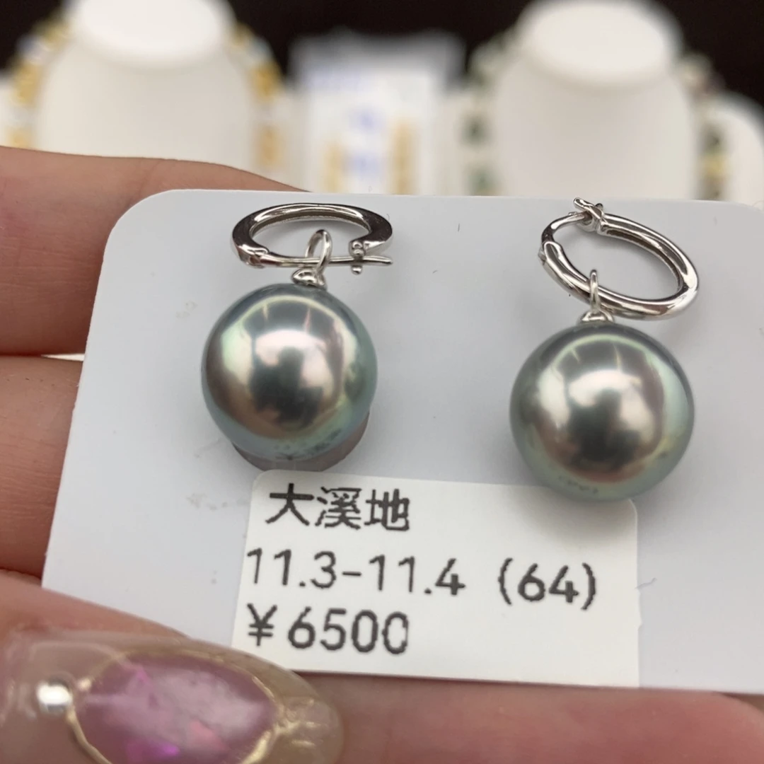 海水珍珠银S925镶嵌耳饰11+