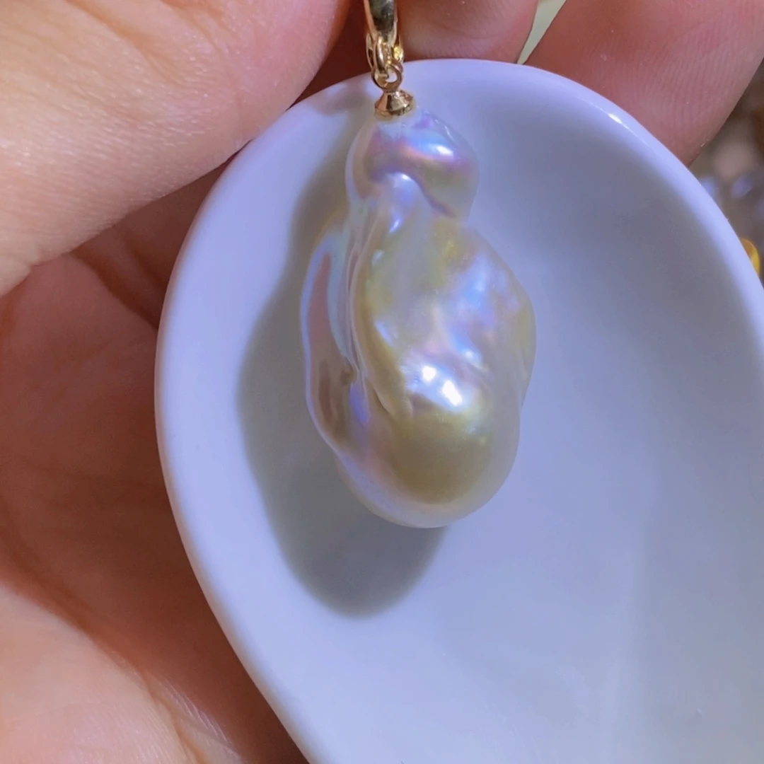 银S925镶嵌淡水珍珠微瑕