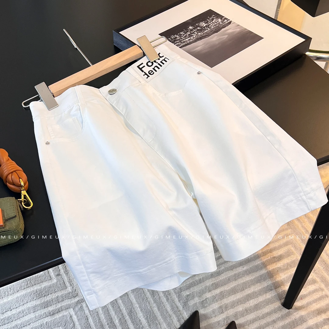 韩版阔腿牛仔短裤女夏季2025新款高腰宽松显瘦休闲百搭直筒五分裤