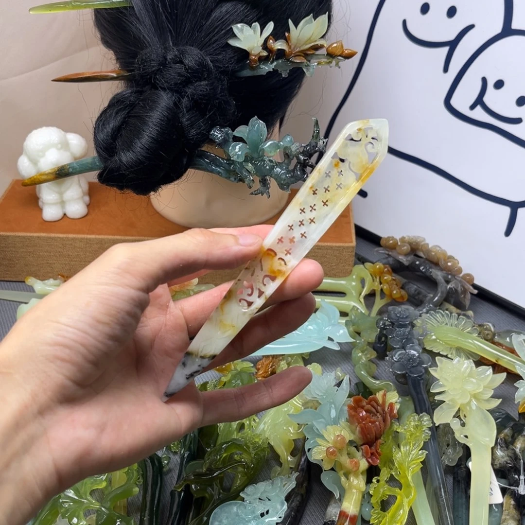 蛇纹石玉合金发饰