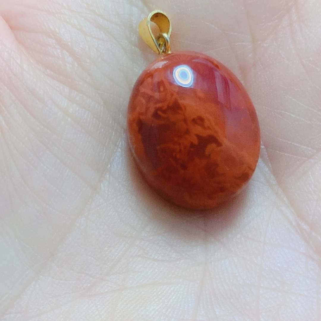 南红玛瑙银S925镶嵌吊坠(不含链)