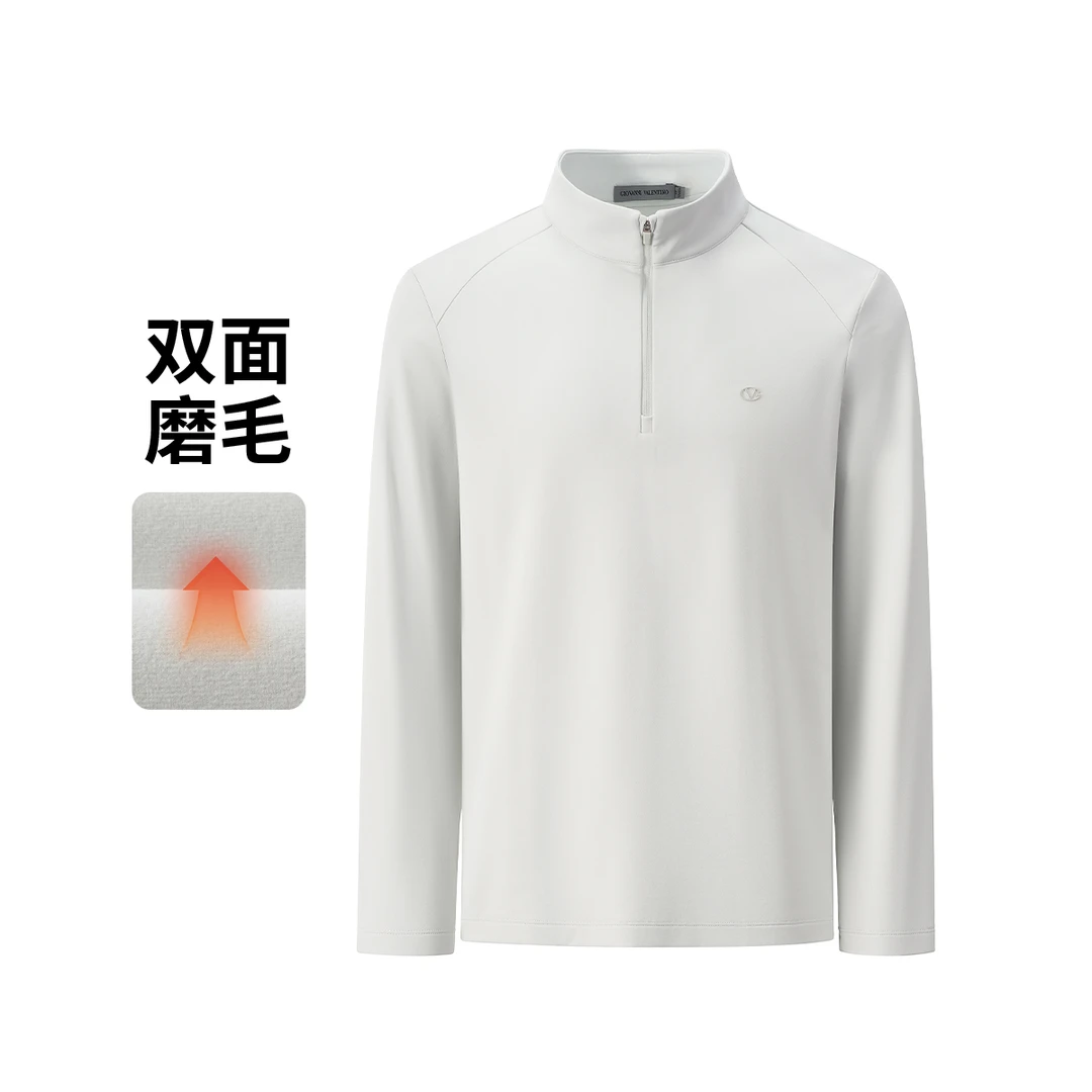 卓凡尼·华伦天奴 半开领拉链长袖上衣双面舒适秋季运动立领半开襟