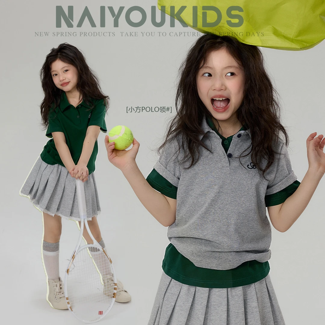 【高尔夫6】女童polo衫2025夏季儿童休闲百搭简洁短袖T恤Y6382