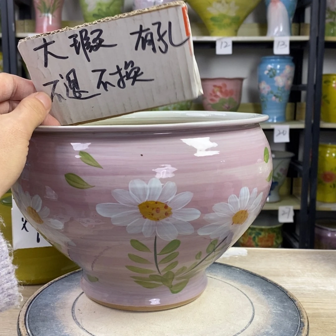 景德镇手工手绘陶瓷花盆