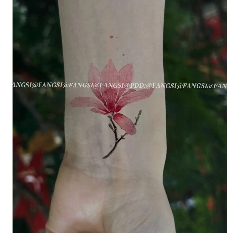 高颜值玉兰花纹身贴ins辣妹手腕防水持久清新玉兰花纯欲脚踝彩绘
