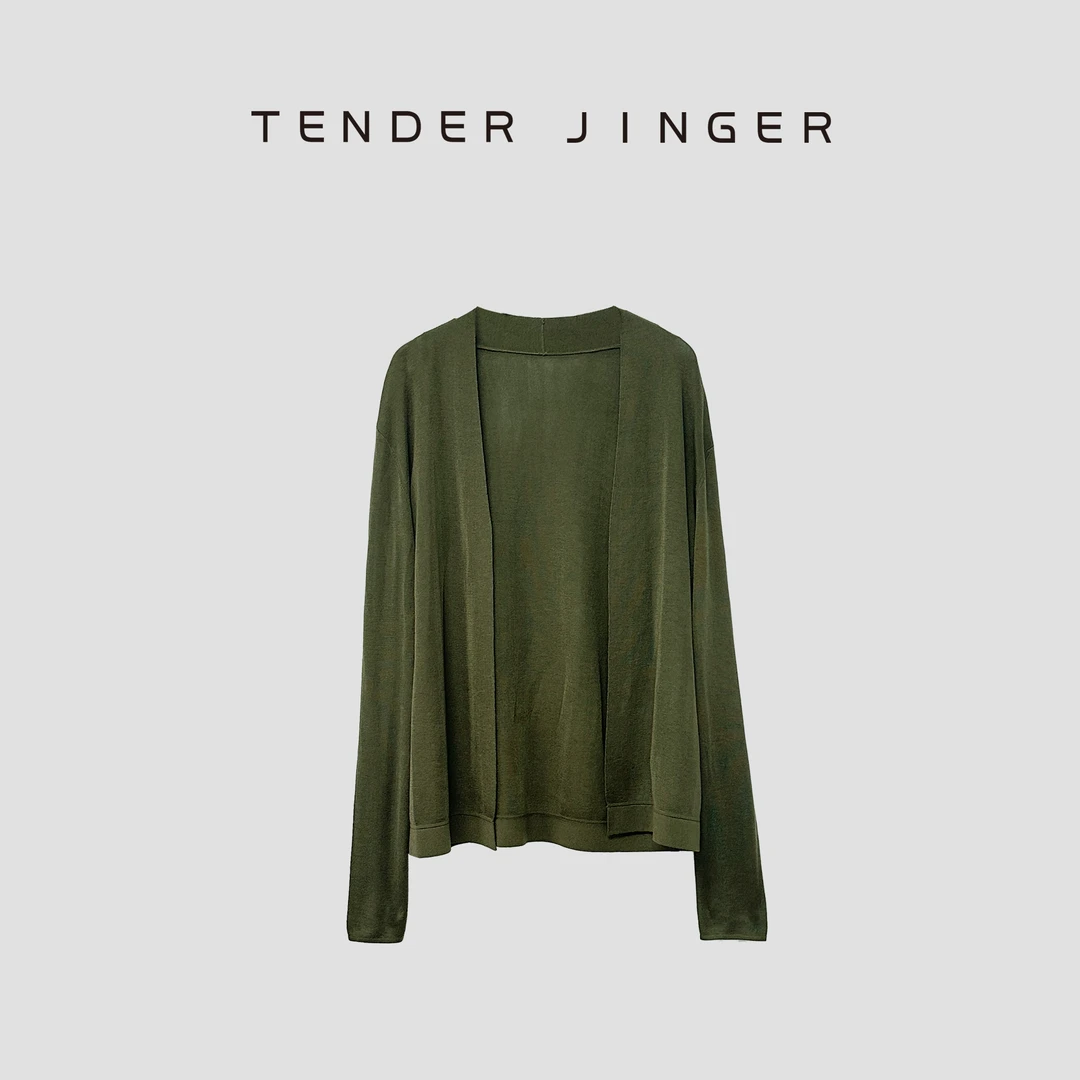 Tender Jinger【疯狂星期三】纯色无扣披肩针织开衫T42BBS77267