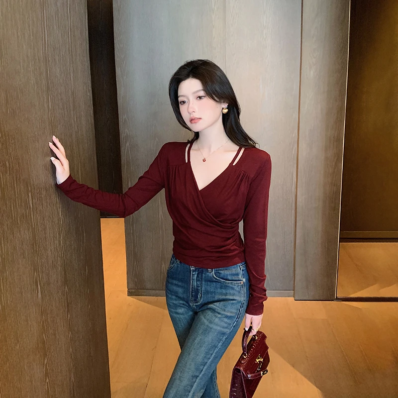 岛歌夫人【气质chic】纯欲氛围感~别致长袖T恤A51599