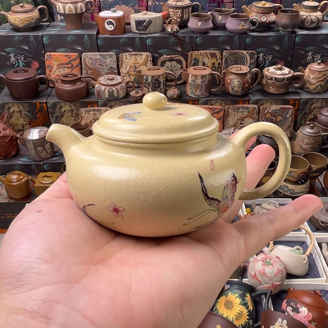 茶壶紫砂150cc蝴蝶仿古