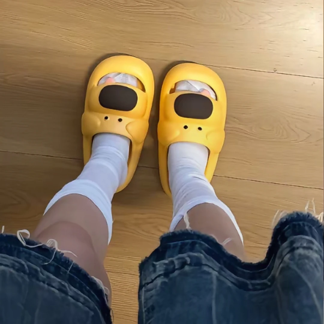 小黄狗拖鞋女夏季可爱卡通家居用厚底eva包头外穿防滑拖鞋居家