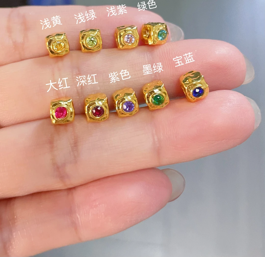 玉麓 足金999小方糖碎冰冰5D精致时尚款多样性（随机颜色）