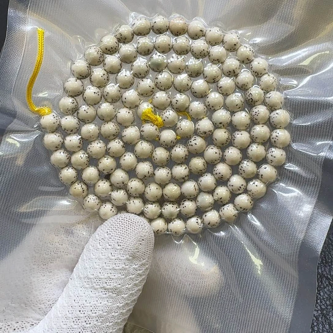 星月菩提手串8mm原生态大留白河豚圆珠
