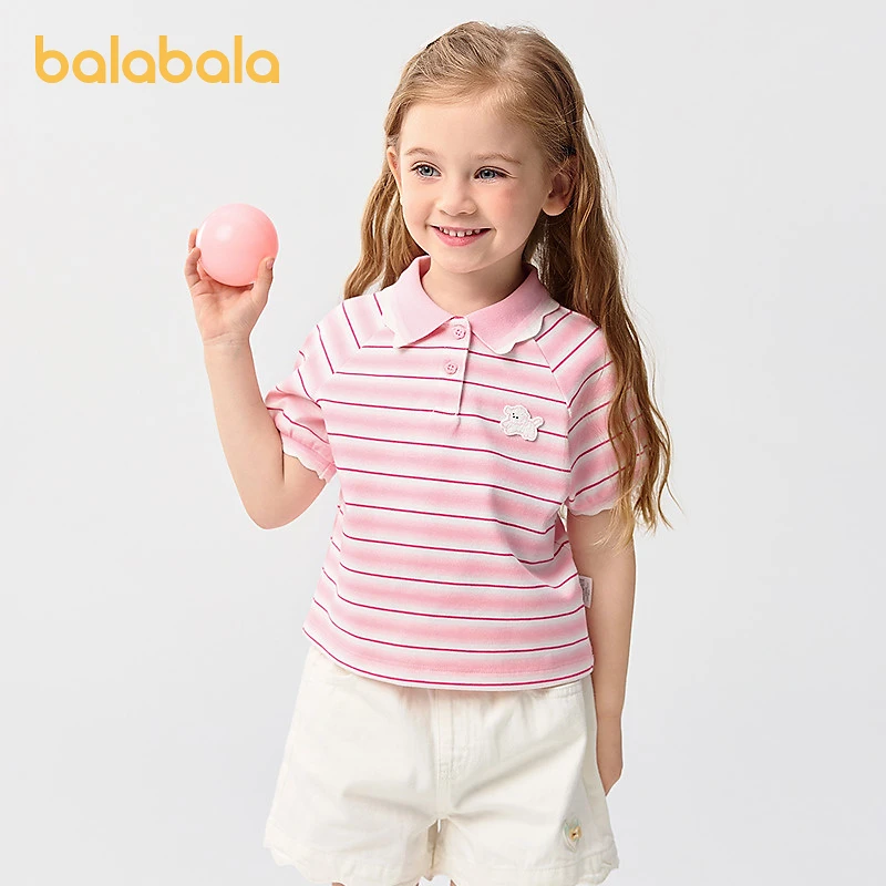 巴拉巴拉童装女童短袖T恤儿童宝宝上衣2025新款夏装甜美POLO衫潮