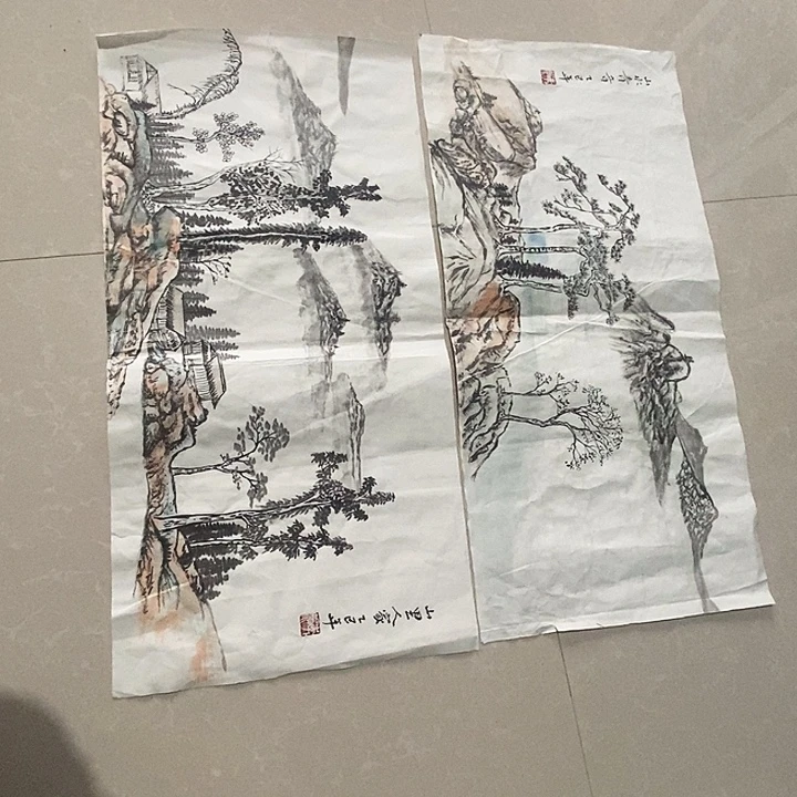 国画四尺四开手绘山水