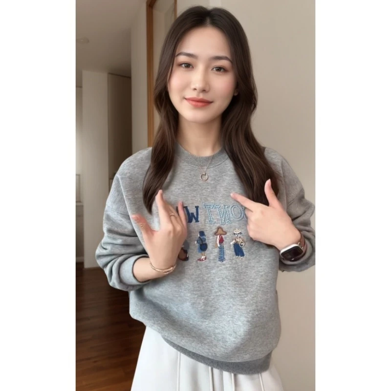 冬季休闲百搭时尚显瘦加绒加厚设计感卫衣LK2507803