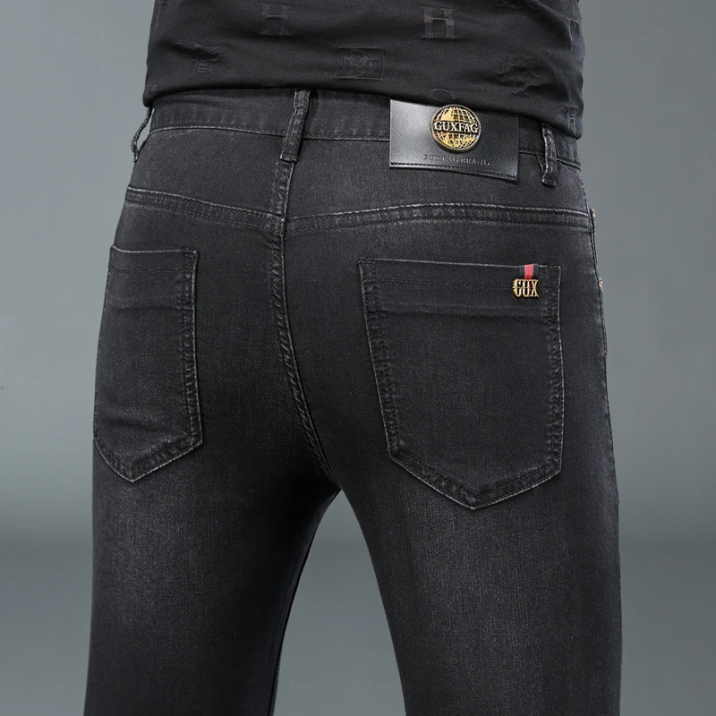 DESITASH高端欧货黑灰色天丝牛仔裤男薄款修身小脚弹力韩版休闲