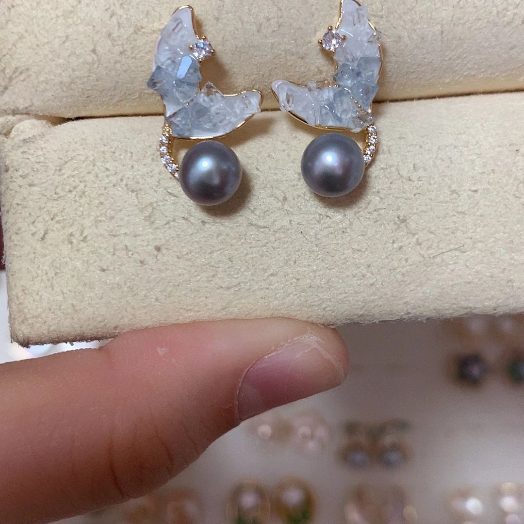 淡水珍珠耳饰合金