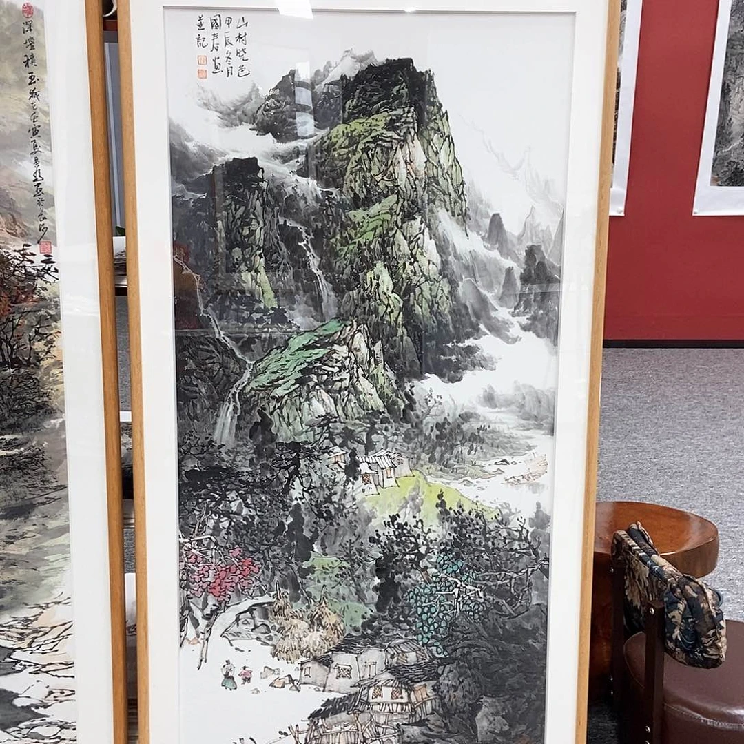 森***海国画韦国春四尺精品带对联带框