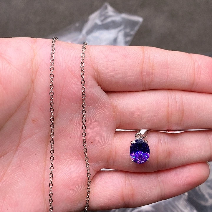 彩色蓝宝石颈饰银S925镶嵌