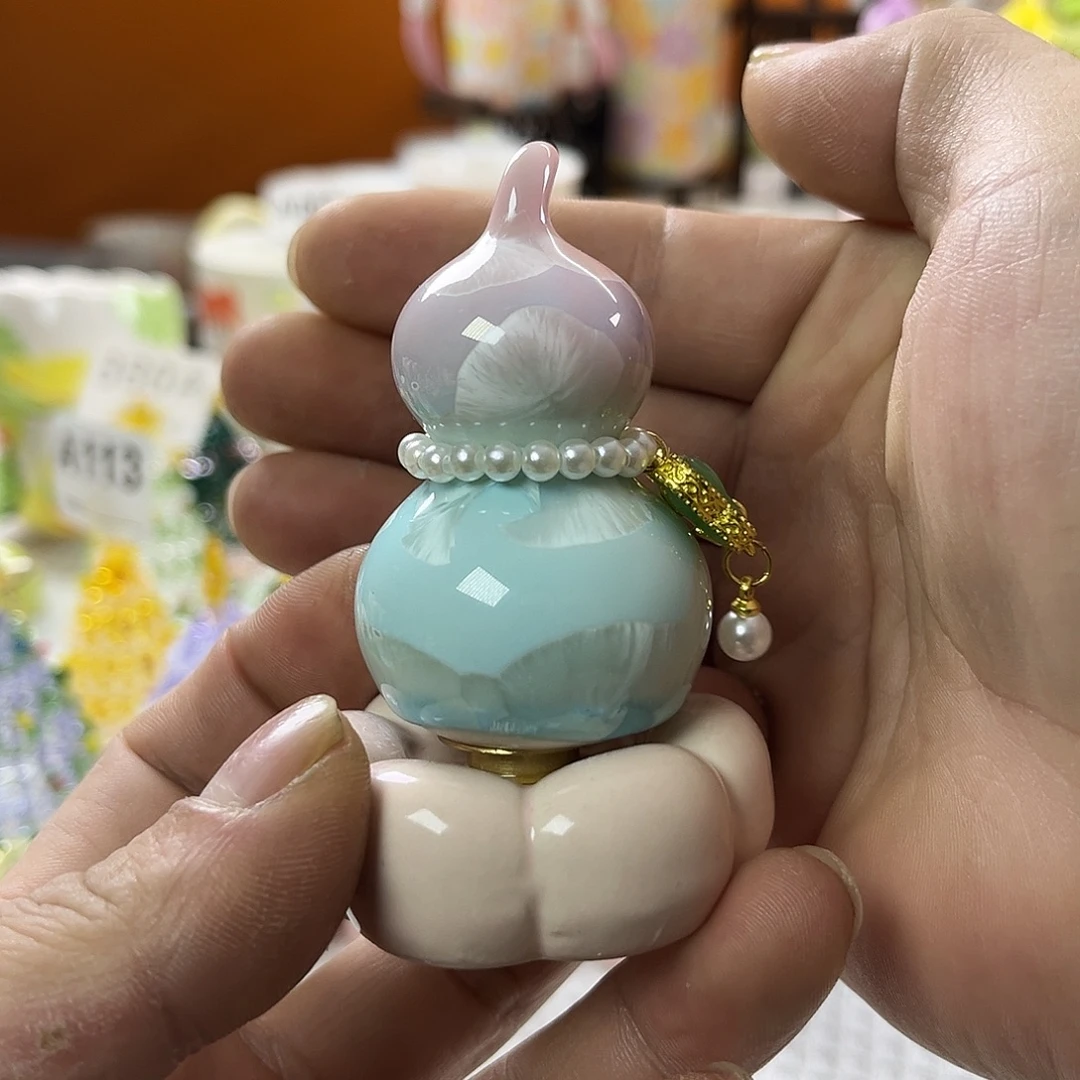 陶景德镇陶瓷底座转转上粉下蓝