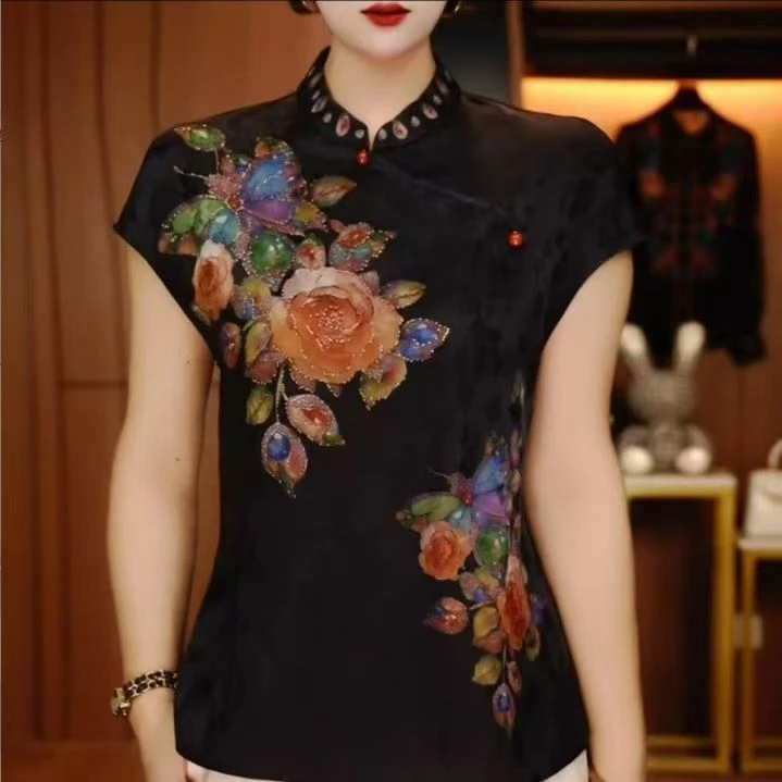 拼接插肩袖夏季宽松型大码衬衫短袖立体装饰英伦风