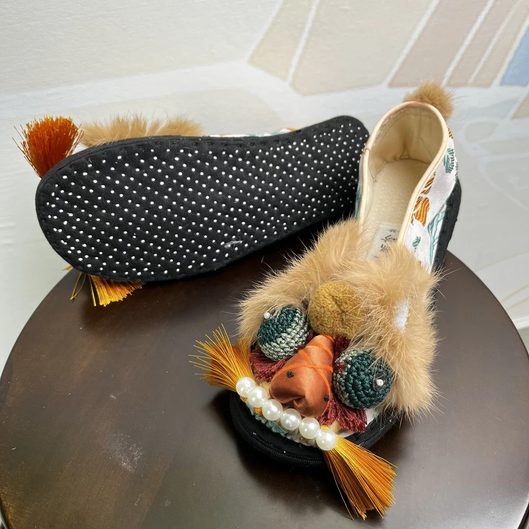 纳禧丹桂千层底布鞋绣花舒适透气休闲百搭平底手工虎头女鞋虎头鞋