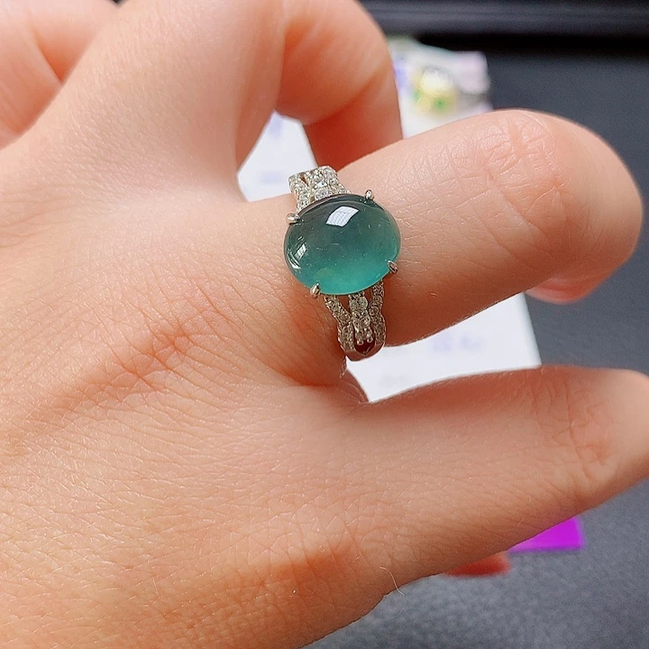 银S925镶嵌戒指翡翠