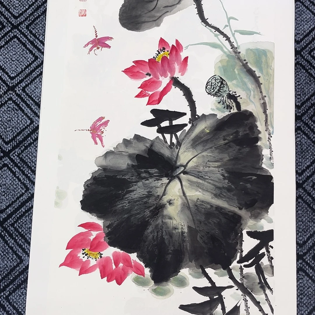 国画三尺花鸟作品若谷