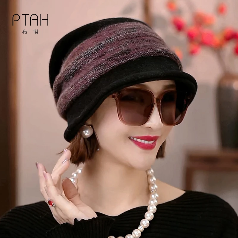 秋冬羊绒羊毛保暖帽子洋气堆堆氛围感高级针织毛线帽子女秋冬8036